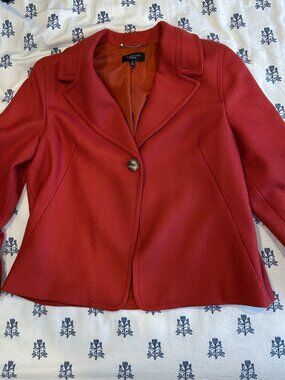 Talbots Wool Blend Blazer Burnt Orange Textured Tailored Jacket | Size 18